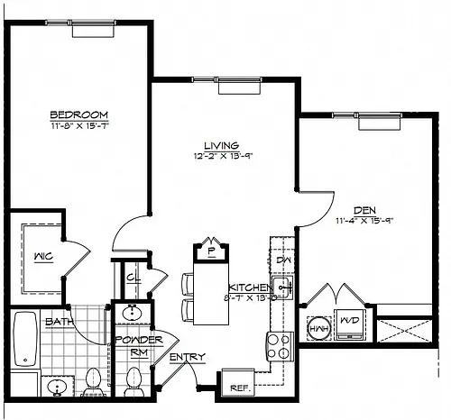 Floor plan 1K | Den