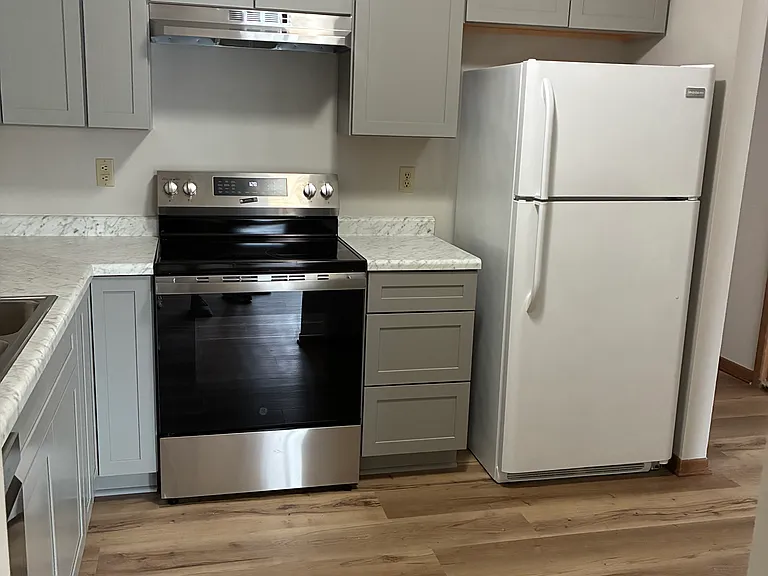 Kitchen with new range and stove