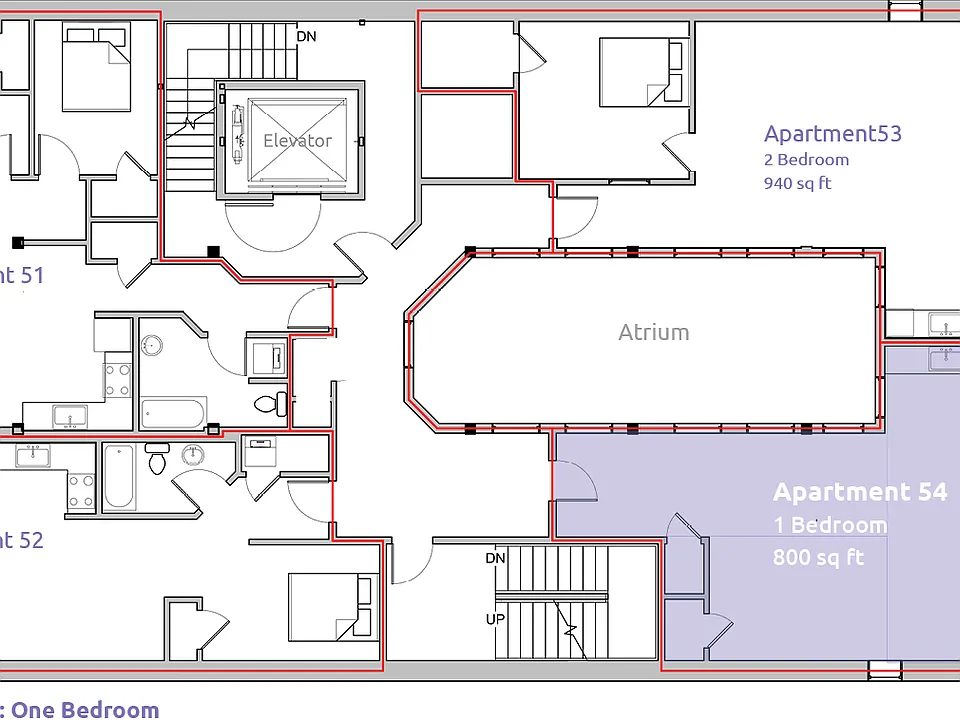 Floor Plan of Apartment 54