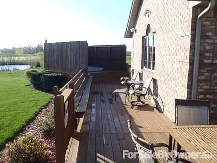 Rear Deck
						:
						Deck view with sheltered hot tub area