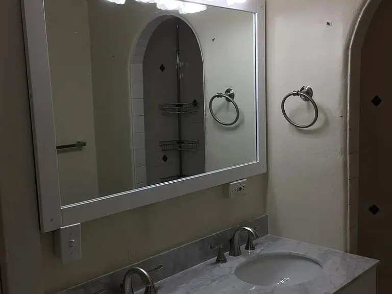 Bathroom 1 with double vanity.