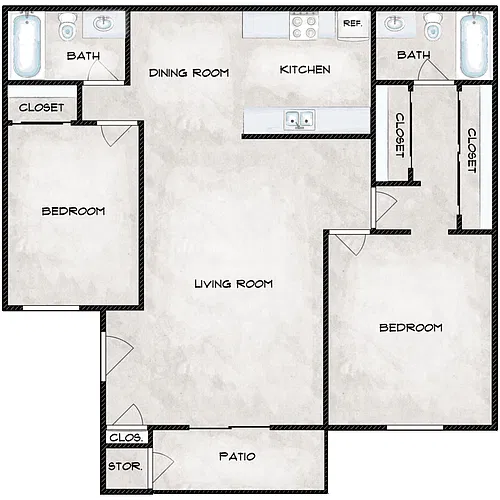 Floor plan 2 Bedroom 2 Bathroom