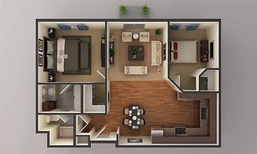 Floor plan 2 Bedroom 1 Bath
