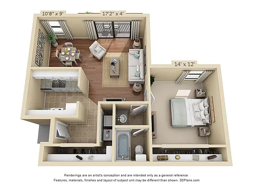Floor plan 1-Bedroom 1-Bathroom