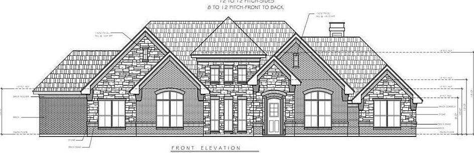 Front elevation of planned home, not to be exact. Plans can be modified with build to suit, come be a part of making selections!