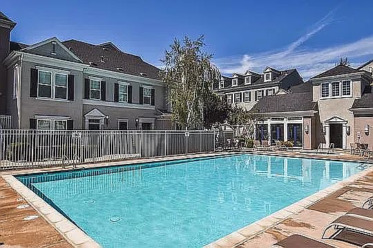 Swimming pool right outside the home.