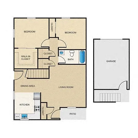 Floor plan 2BR/1BA Opal