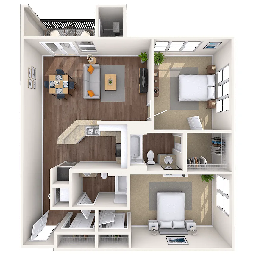 Floor plan Traditional 2x2 1131-1162 SF