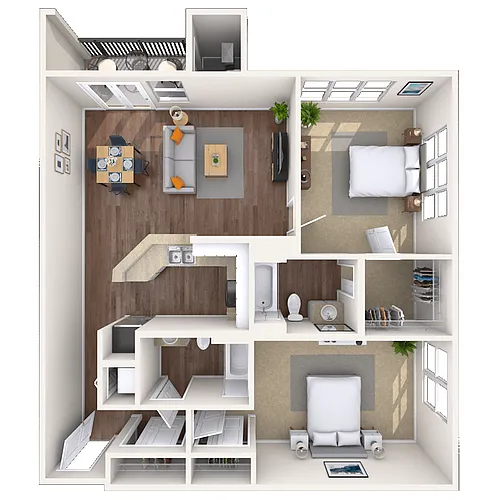 Floor plan Traditional 2x2 1131-1162 SF