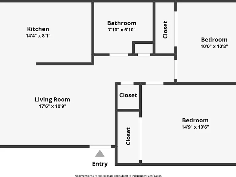 2 Bedroom 1 Bath unit layout