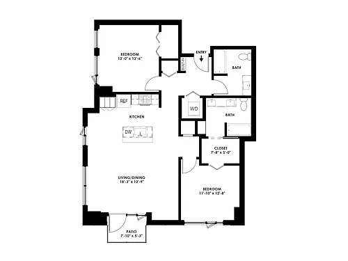 Floor plan 2 Bed/2 Bath - F