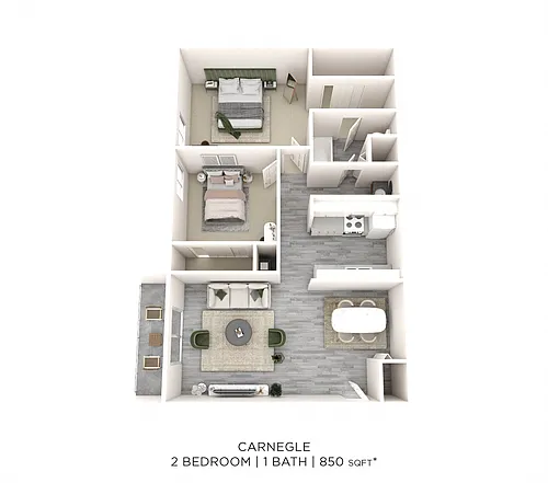 Floor plan Two Bedroom - 850 sqft