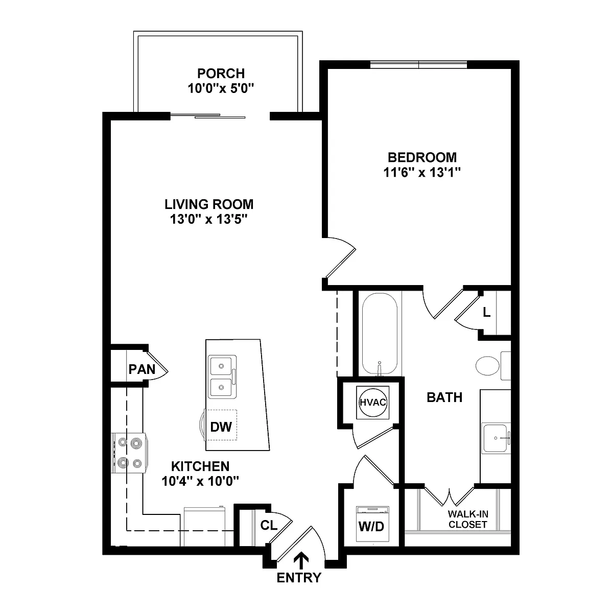 Floor plan 1 Bed/1 Bath-A2