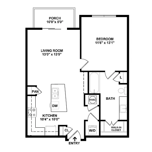 Floor plan 1 Bed/1 Bath-A2