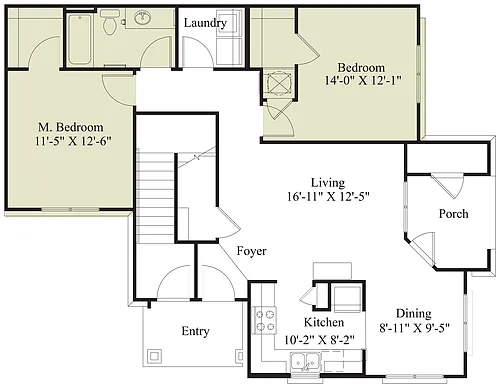 Floor plan 2 Bedroom - 1 Bathroom
