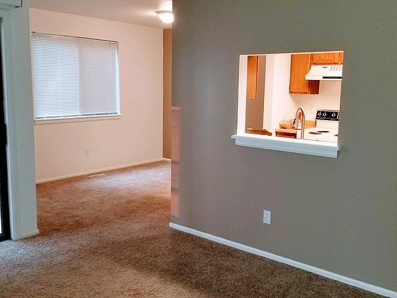 View into dining area and kitchen