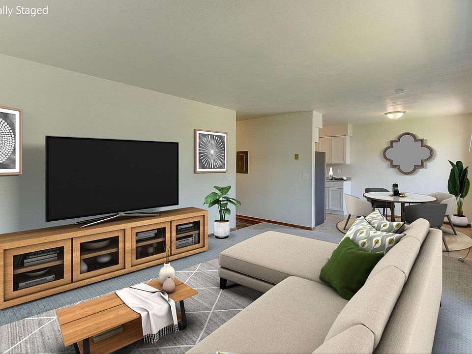Living area virtually staged.