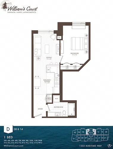 Floor plan 1 Bedroom 1 Bed 1 Bath