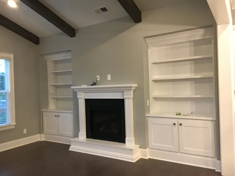 Great room with cathedral ceilings and wood beams !