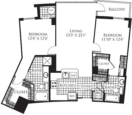 Floor plan 2 Bedroom- 1227