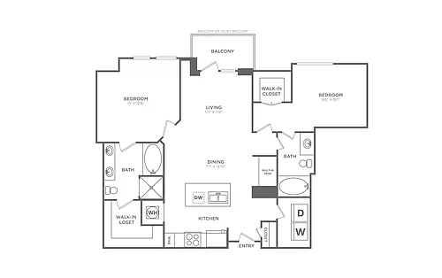 Floor plan 2 Bed/2 Bath - B8