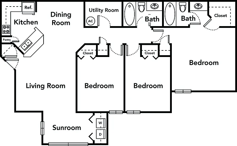 Floor plan 3 Bedroom 2 Bathroom