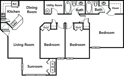 Floor plan 3 Bedroom 2 Bathroom