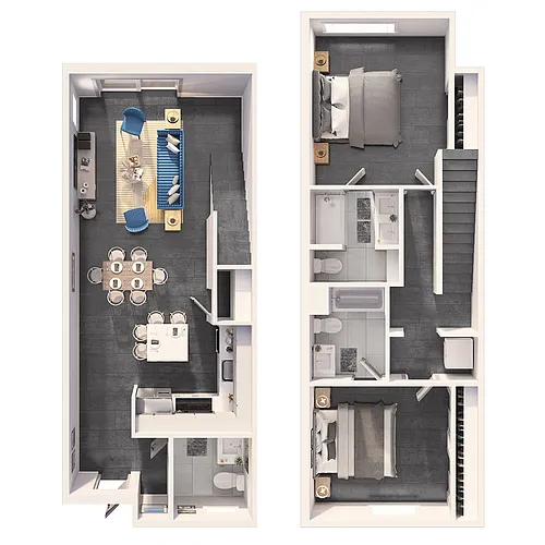 Floor plan 2 Bedroom Townhome Deluxe