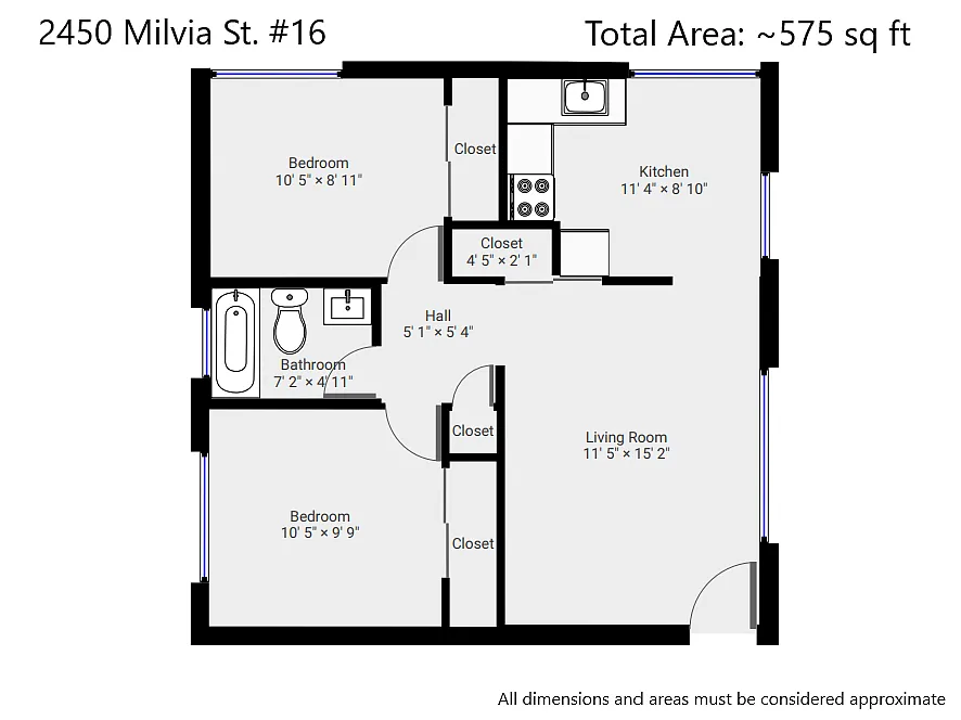 Floor plan Water Not Included 2BD