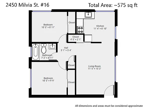 Floor plan Water Not Included 2BD
