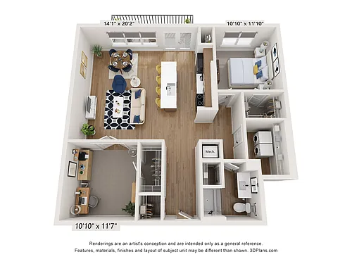 Floor plan A11 Red Oak + Den