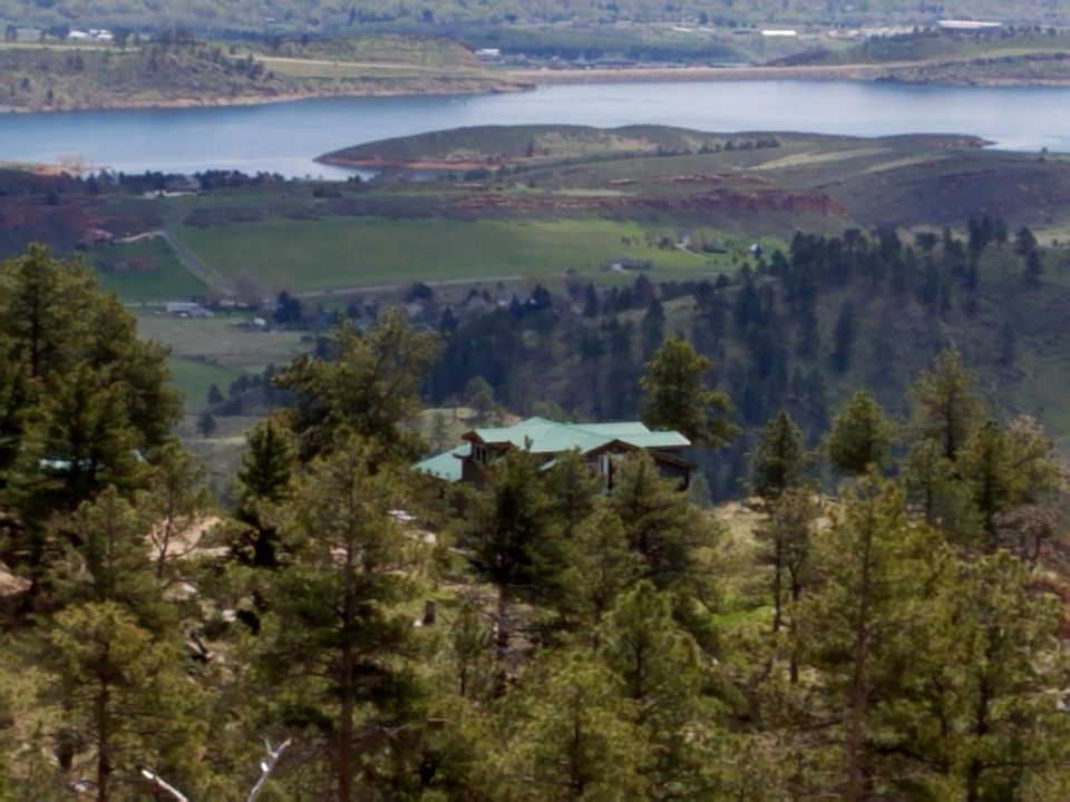 Looking down on the Lodge towards Horsetooth Reservoir