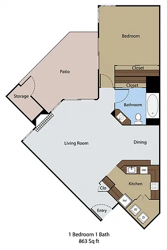 Floor plan 1 BR 1 BA