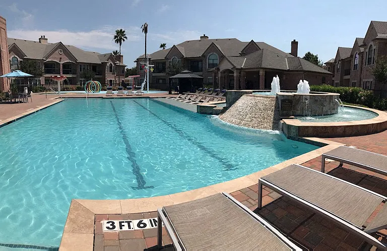 San Brisas Apartments Pool Area with fountain