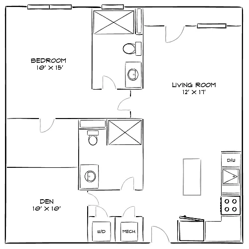 Floor plan Design 1F20 with Den