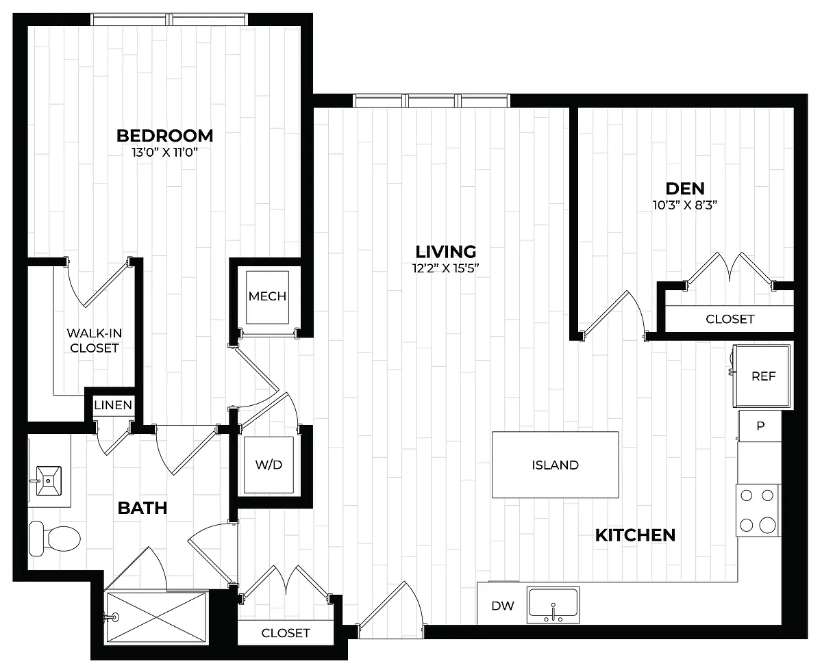 Floor plan 1 Bed/1 Bath Den-1.9