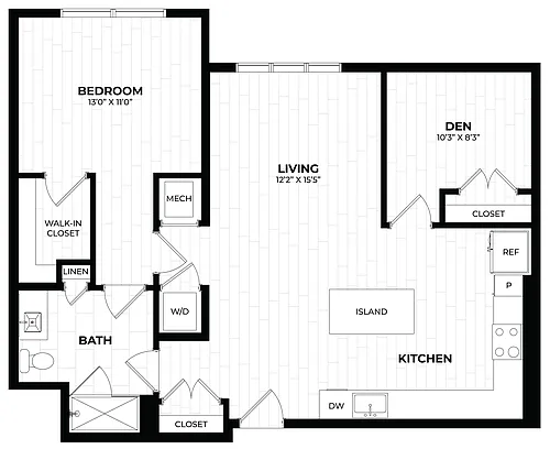 Floor plan 1 Bed/1 Bath Den-1.9