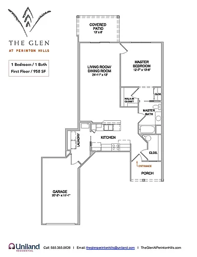 Floor plan 1 Bedroom/1 Bathroom/1st Floor