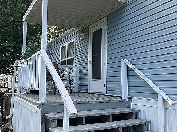 Front porch faces east