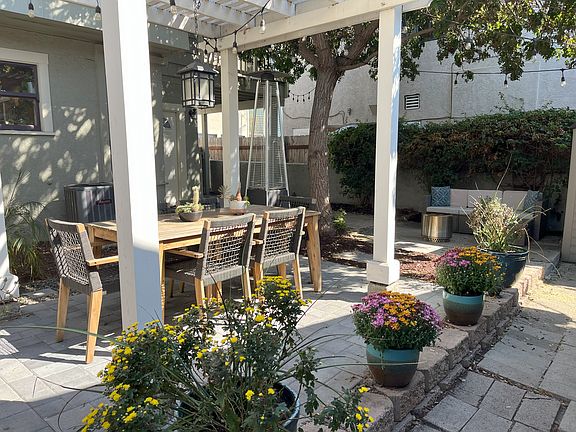 Shared outdoor dining and seating area