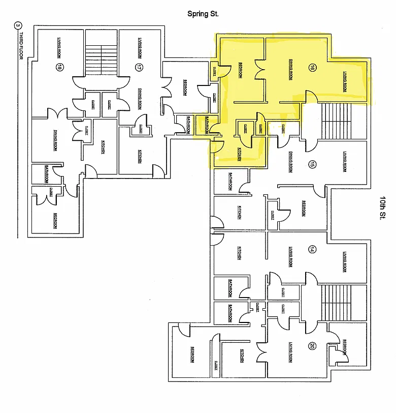 Floor plan One Bedroom Corner 1055