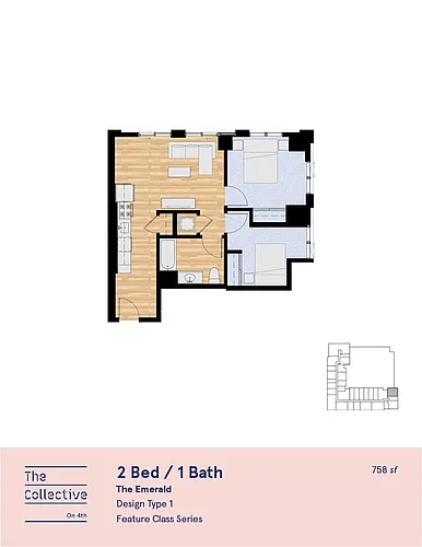 Floor plan 1x1 A w/ Den