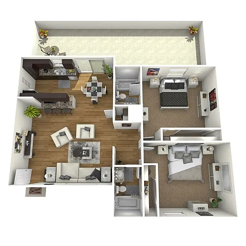Floor plan 2 Bed 2 Bath Down Deluxe