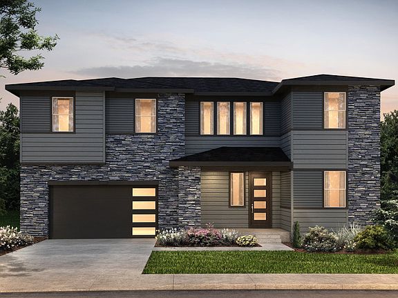 Two-story Rodeo plan shown in Elevation B with a three-car garage and a modern design.