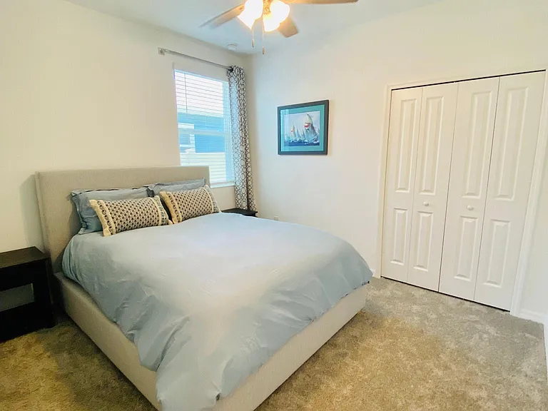 Bedding and pillows not included.