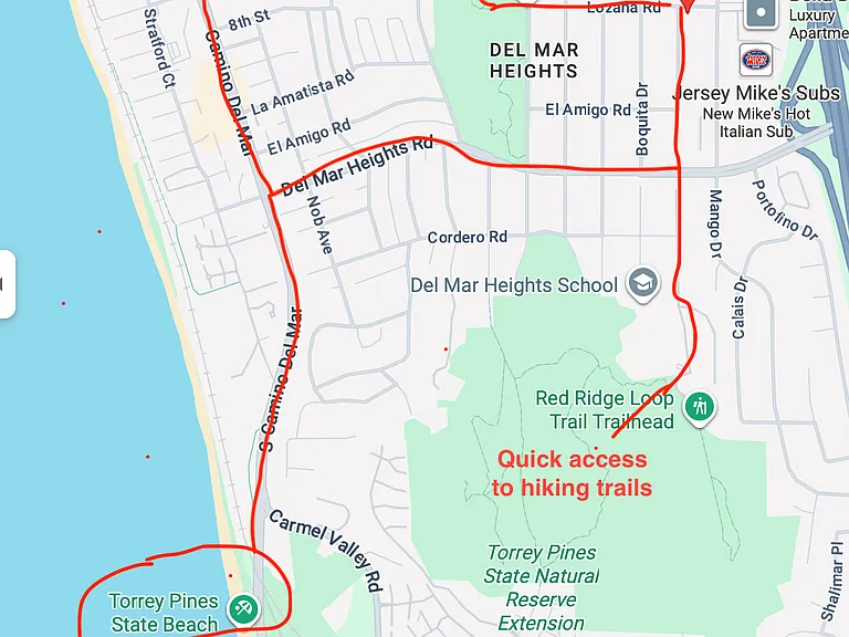 40 minute walk through nature preserve to Fairgrounds, less than a mile from the beach.