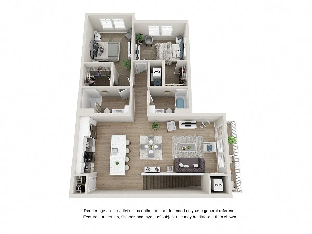 Floor plan Phase One - 2 Bedroom, 2 Bathroom