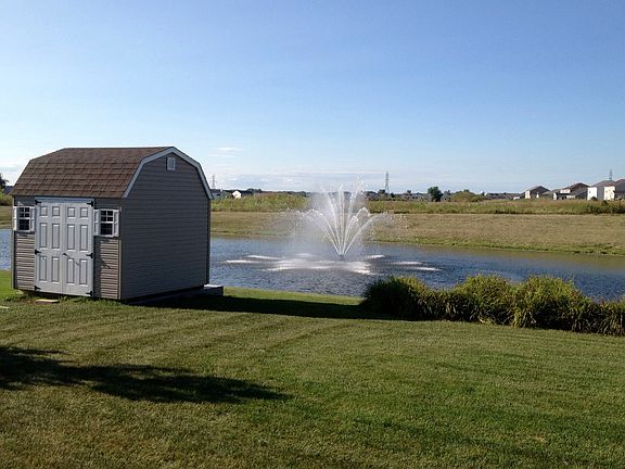 Shed and fountain