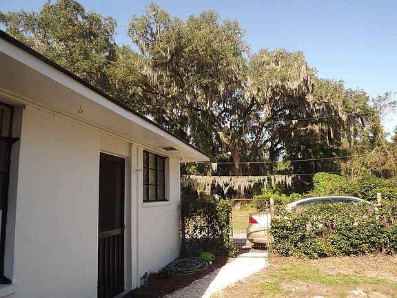Backyard with storage shed