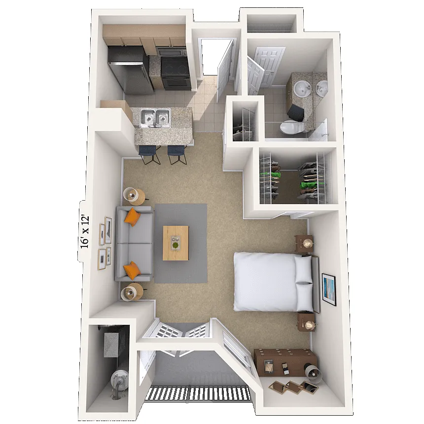 Floor plan Studio 0x1 491 SF